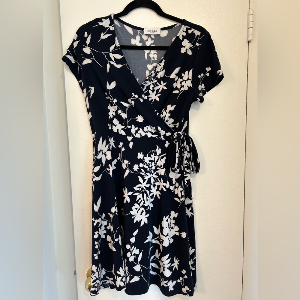 Floral Wrap Dress in Black and White